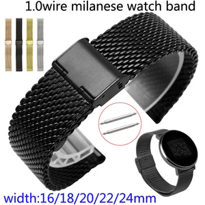 Ремешок для часов, 16 мм, 18 мм, 20 мм, 22 мм, 24 мм, сменный ремешок из нержавеющей стали ML с сеткой, 1 проволочный браслет на запястье со штифтами