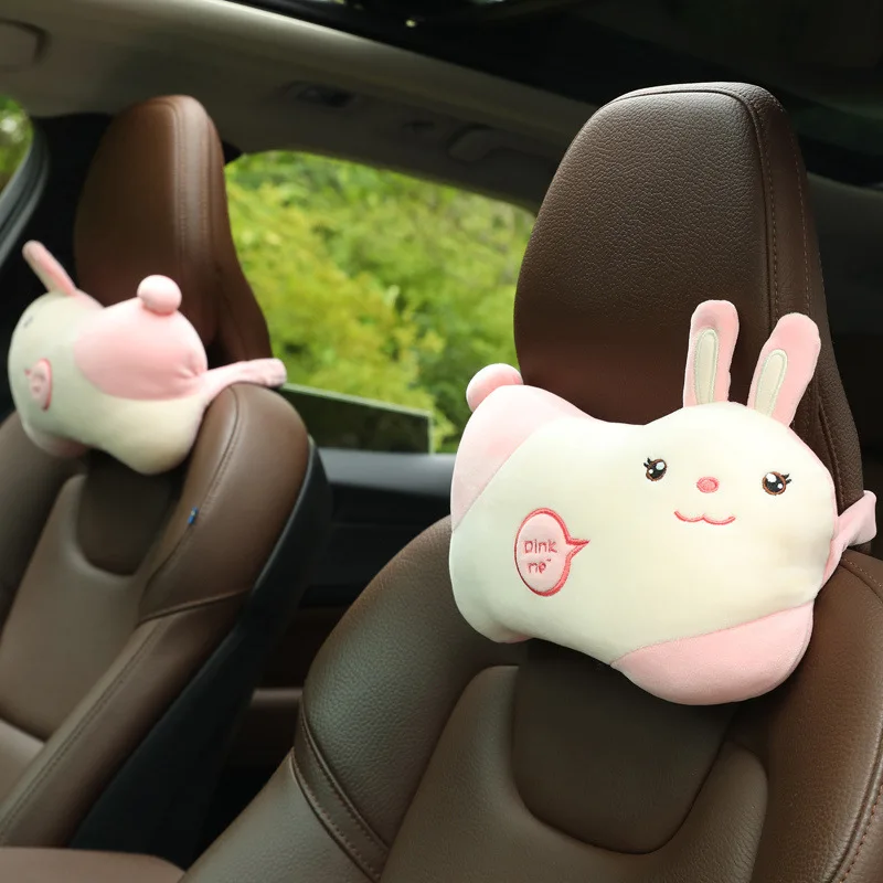 

Cute Car Headrest Neck Pillow Plush Cartoon Head Neck Support Relieve Pain Cushion Universal Car Pillows