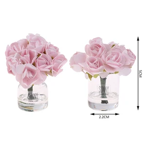 112 Миниатюрный Кукольный дом розовая роза стеклянная бутылка Цветочная композиция домашний декор Кукольный дом мебель игрушки