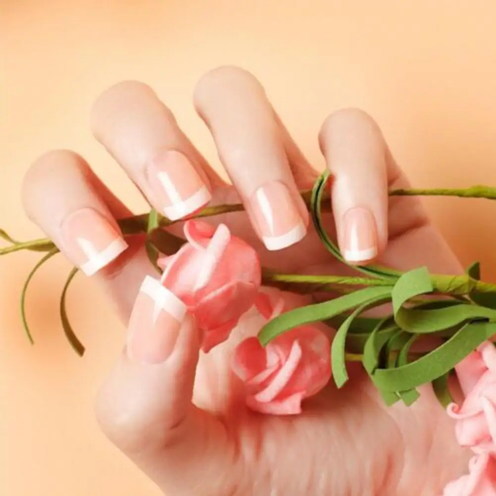 Summer Short Natural Nude White French Nail Fake Nail Press Wear Round Wear Short Sweet Ultra Square Gel Candy Nail Fake Ea S6W8