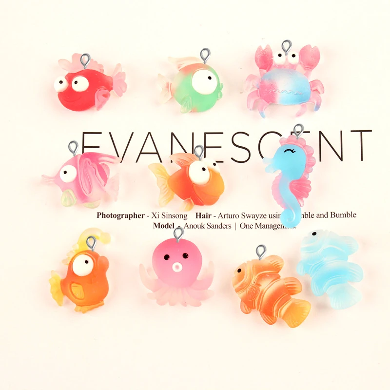 10 шт. 25 мм Смола морской Клоун рыба Краб конек Осьминог Подвески кулон ювелирные