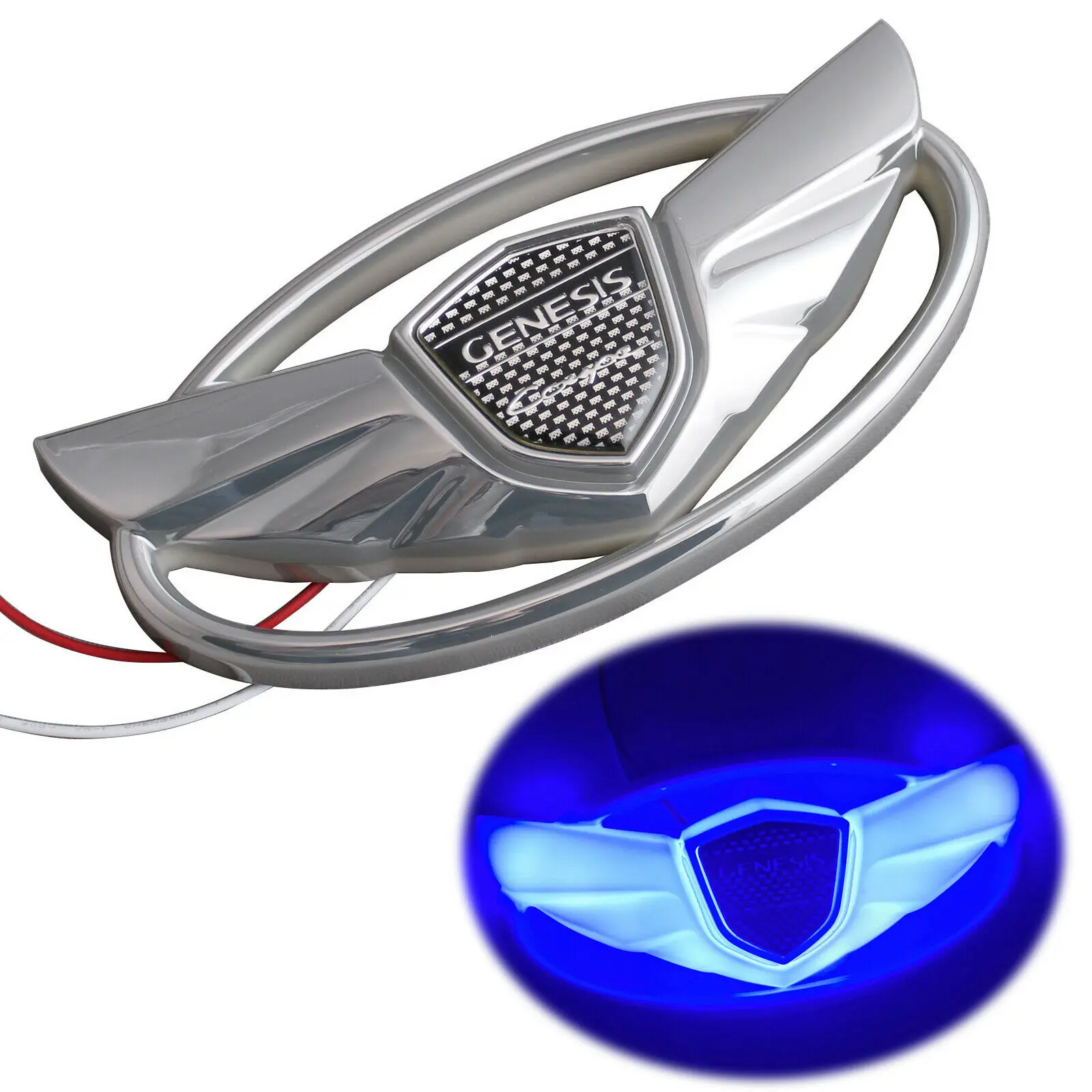 

1x Blue/Red/White LED Light Car Front Grille Rear Trunk Emblem for Hyundai GENESIS COUPE