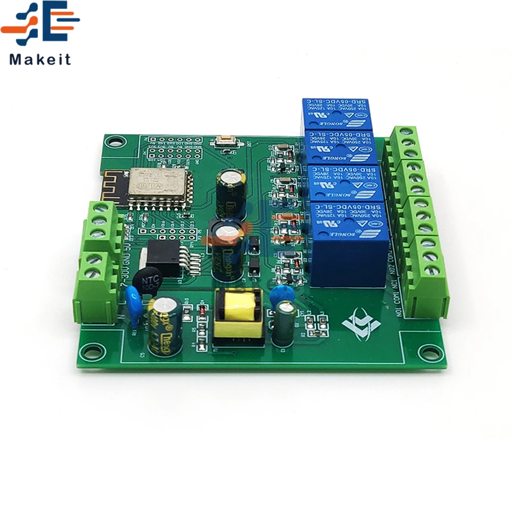 ESP8266 Беспроводной WI-FI 4 х канальный релейный модуль ESP-12F макетная плата для Arduino AC/DC