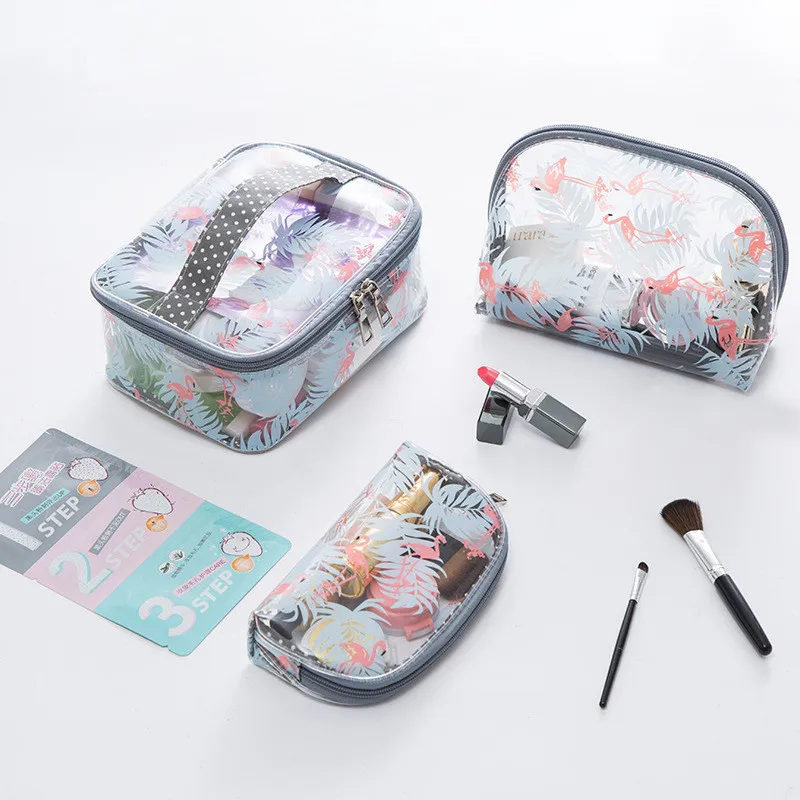 

Transparent PVC Storage Bags Travel Organizer Clear Cartoon Flamingo Makeup Bag Cosmetic Bag Beauty Case Toiletry Bag Wash Bags