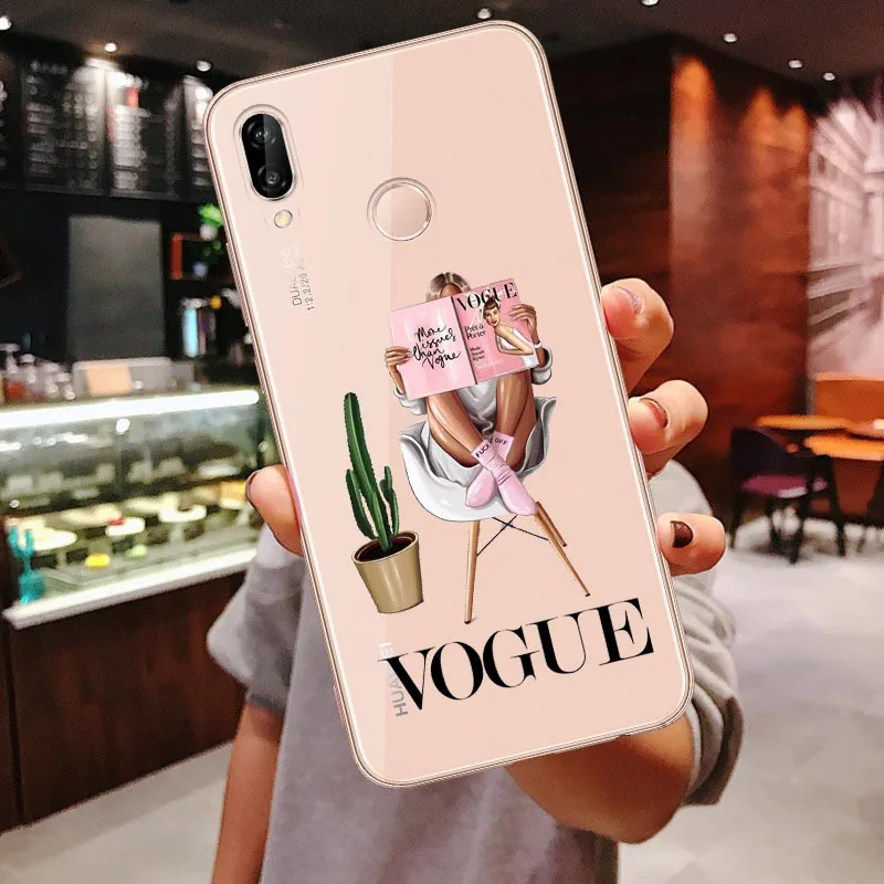 TPU Clear Soft Case For Huawei P30 Lite P30 Pro P20 Lite P20Pro Mate 10 20 Pro Mate 20 Lite Black Brown Hair Baby Mom Girl Cover - Цвет: TPU