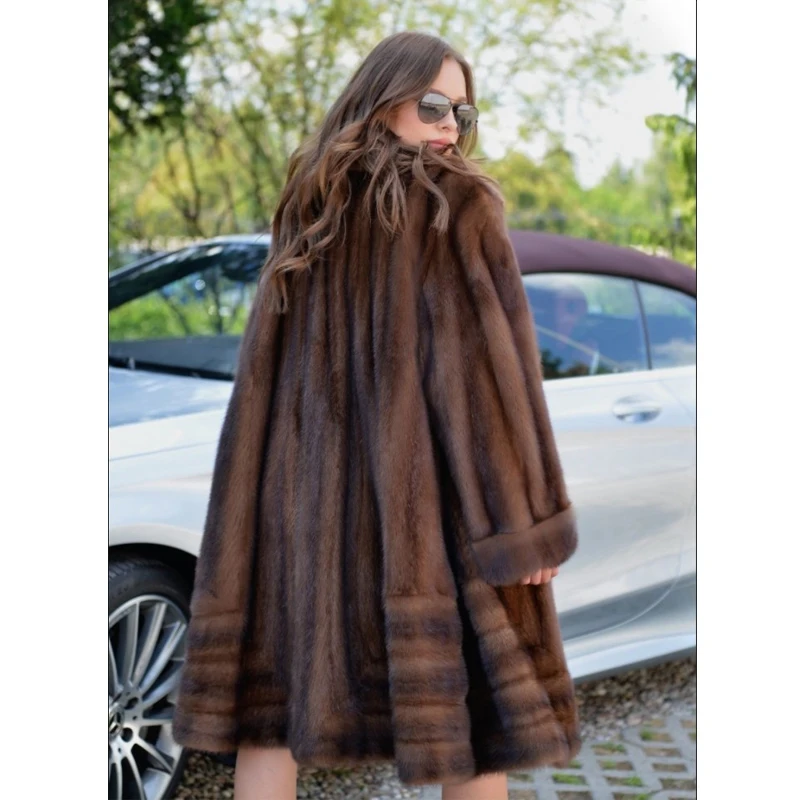 BFFUR 2020 New Real Mink Fur Coats For Women Winter Outwear Thick Warm Luxury Jacket Wholeskin Mink Fur Female Coat High Quality