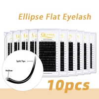 quewel 10pcslot ellipse flat eyelash extension individual matte false ellipse eyelashes natural split tips soft silk wholesale