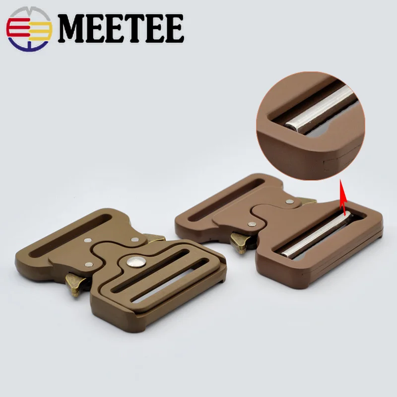 Meetee 1pc/4pcs ID25-50mm Alloy Release Buckle Outdoor Tactics Belt Strap Webbing Adjustment Buckle DIY Clothing Accessory YK032