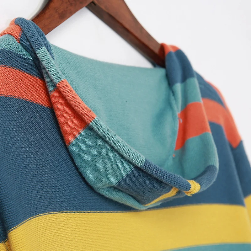 

V-neck 100% cotton sweater for women's new arrival product spring 2021 rainbow korean style casual high quality size M L XL XXL