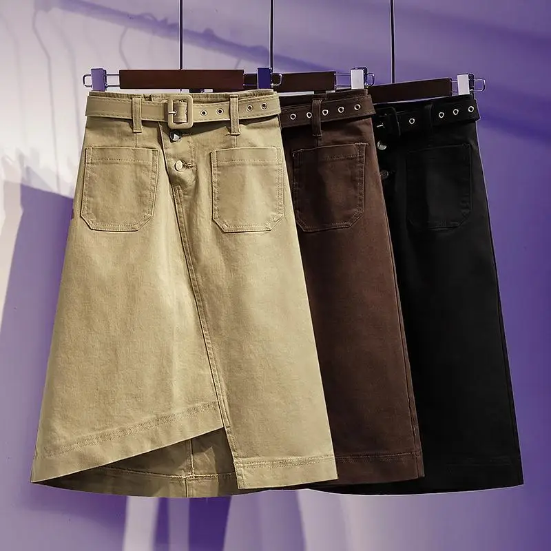 Джинсовая юбка с высокой талией трапециевидные юбки для женщин Новинка лета 2020