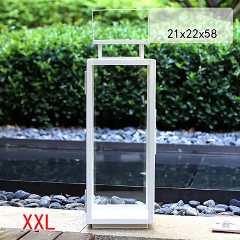 white XXL Американские подсвечники изделия из кованного железа, предназначенные для использования на улице подсвечник стеклянный подсвечник Свеча фонарь лампа ветер светильник прополка Декор 50x183 - Цвет: white XXL