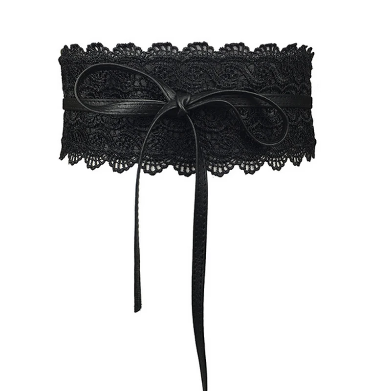 Новинка женский кружевной корсет с бантом широкие ремни для женщин черный белый