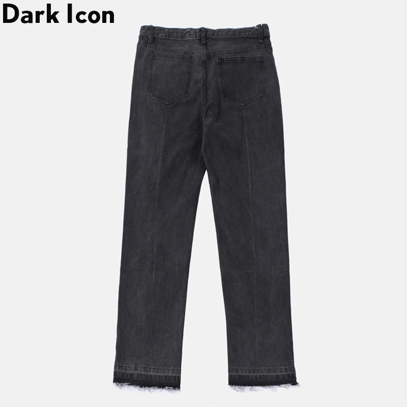 Dark Icon Middle Split High Street Jeans Men Washing Grey Straight Hip Hop Jeans Men's Denim Pants