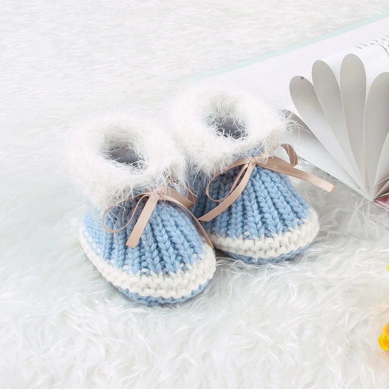 Теплые вязаные ботинки для новорожденных теплые малышей сезон осень-зима