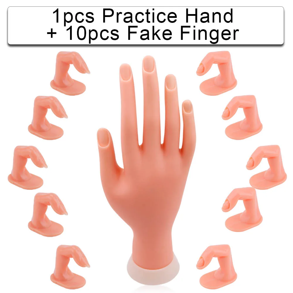 Hand For Manicure Finger Practice Model 5/10pcs False Nails Training Fake Hand Beauty Art Natural Professional Nail Printer Tool