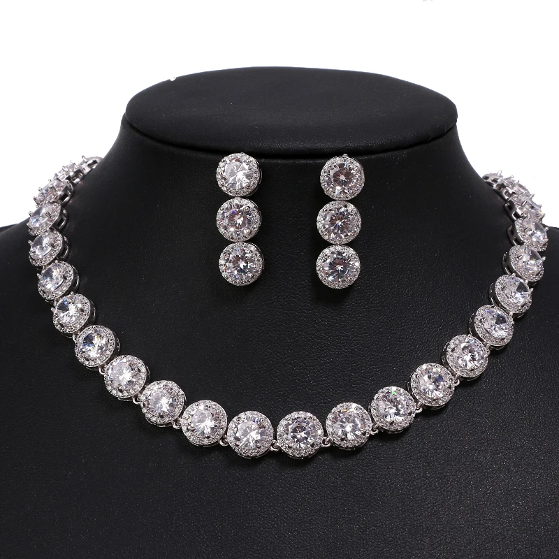 

Emmaya Brand Gorgeous Round Jewelry White Gold Color AAA Cubic Zircon Wedding Jewelry Sets For Lover Brides Popular Jewelry Gift