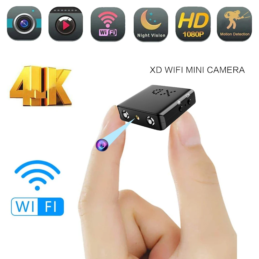 4K Full HD 1080P Mini ip Cam XD WiFi Night Vision Camera IR-CUT Motion Detection Security Camcorder HD Video Recorder