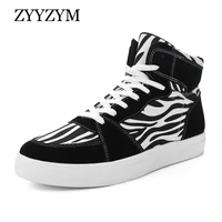 zyyzym men casual shoes 2021 spring autumn fashion leopard print lace up high top sneakers youth men shoes large size 39 46