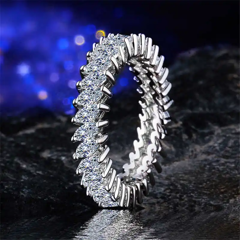

Size 6-10 Women Ring White Cut Wedding Elegant Marquise