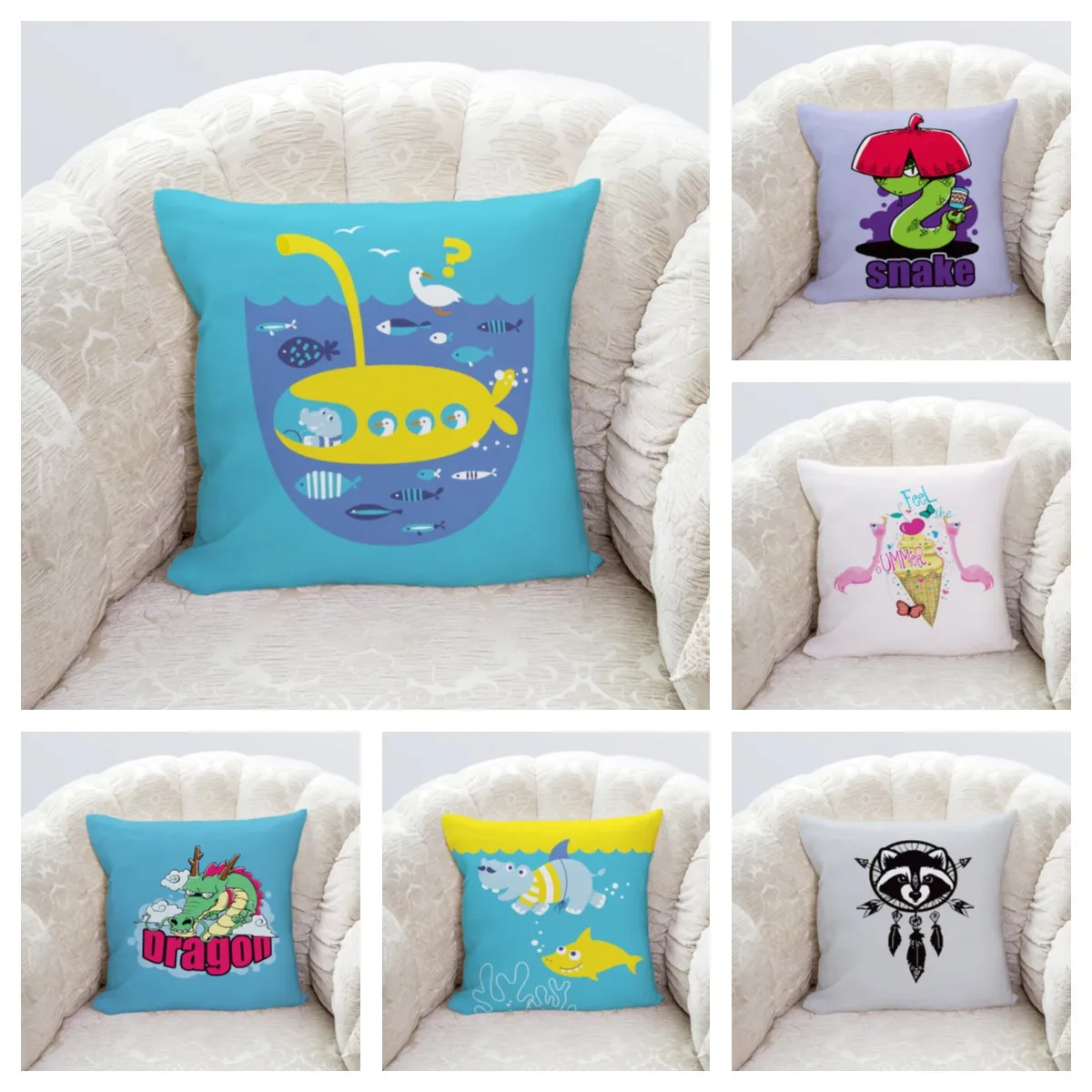 

Nordic ins cartoon pillowcase cartoon sofa cushion cover car office lumbar pillowcase can be customized decorative pillows
