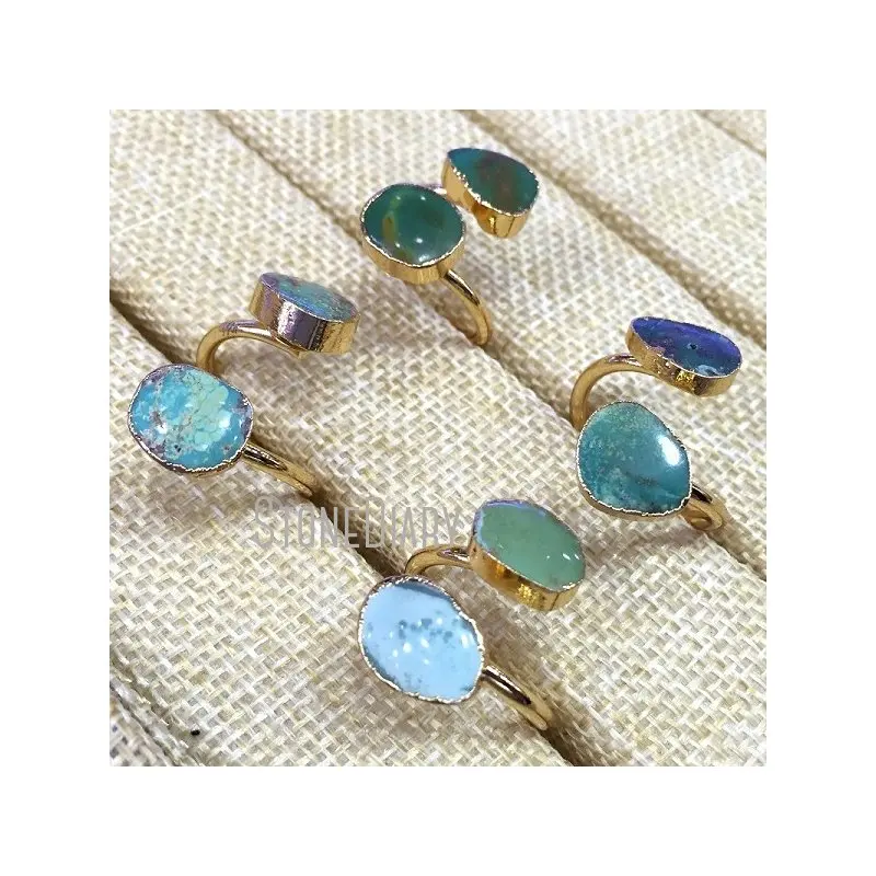 Кольцо из яшмы RM934 со змеиной кожей двойное позолоченное Гальванизированное