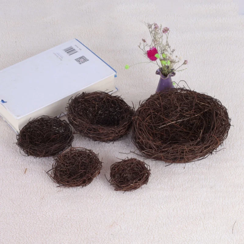 

Easter Wooden Rattan Weaving Bird's Nest Manual Grass Nest Simulation Birds Nest Weaving Crafts Bird House Party Decoration