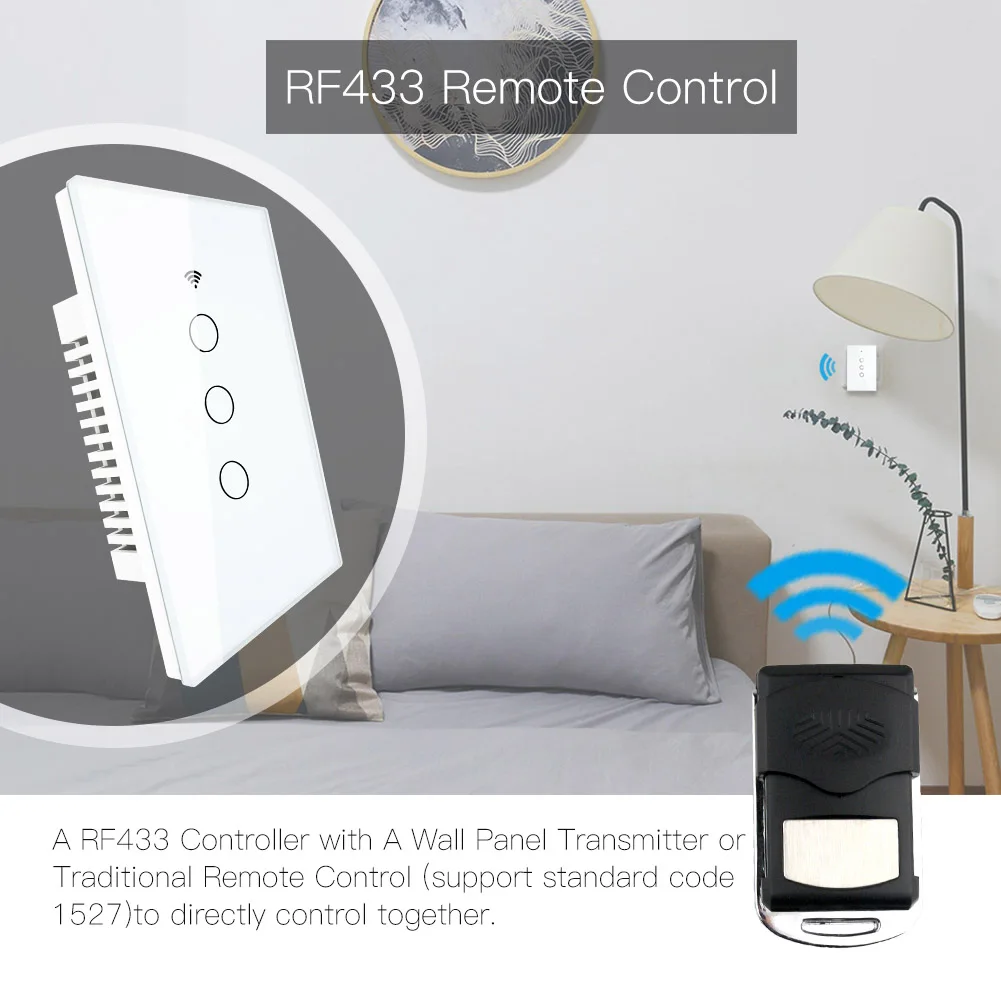 WiFi умный настенный светильник переключатель стеклянная панель RF433 беспроводной