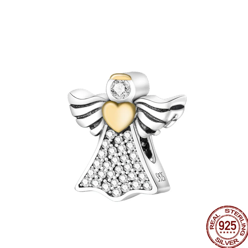 

100% Real 925 Sterling Silver Angel Beaded Fit Original pandora Bracelet&Bangle For Women Birthday Fashion Jewelry