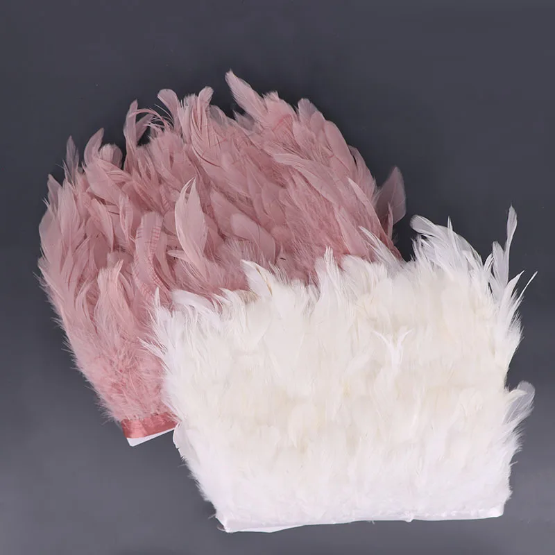 

White Rooster Feathers Fringe Trim For Needlework 4-6 Inches DIY Wedding Decoration Belt Handicraft Jewelry Sewing Accessories