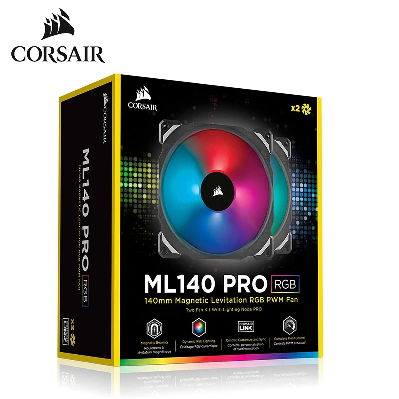 

Вентилятор Corsair ML140 PRO, 140 мм, с магнитной левитацией, с RGB светодиодами