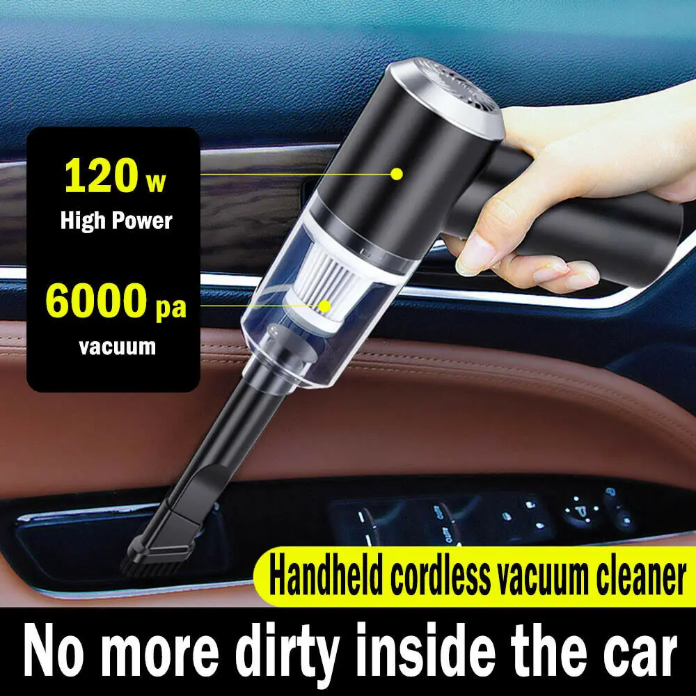 

6000PaHandheld Car Vacuum Cleaner Wireless Wet and Dry Mini 120W Rechargeable Super Suction Portable for Car vacuum cleaner