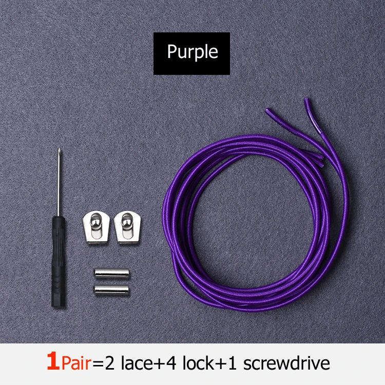 purple Шнурки без завязок эластичные шнурки для обуви с металлическим замком для кроссовок, походных ботинок или спортивной обуви для бега и тенниса - Цвет: purple