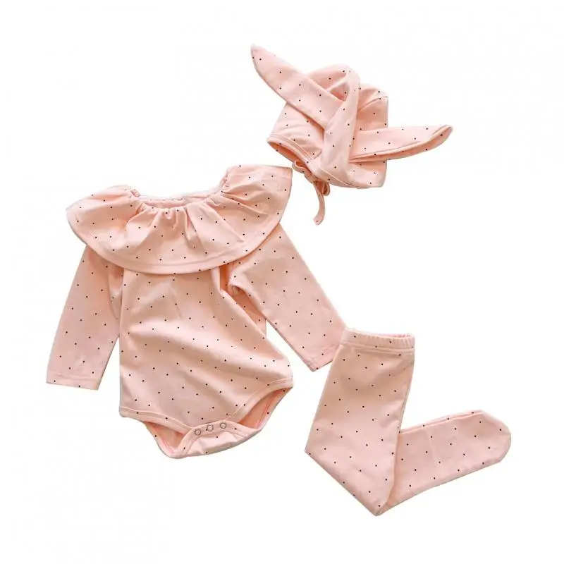 

Baby Clothes Set Baby Bodysuit High Waist Pants Bunny Ear Hat 3pcs Baby Suit Toddler Girls Bodysuit Set Children Clothing