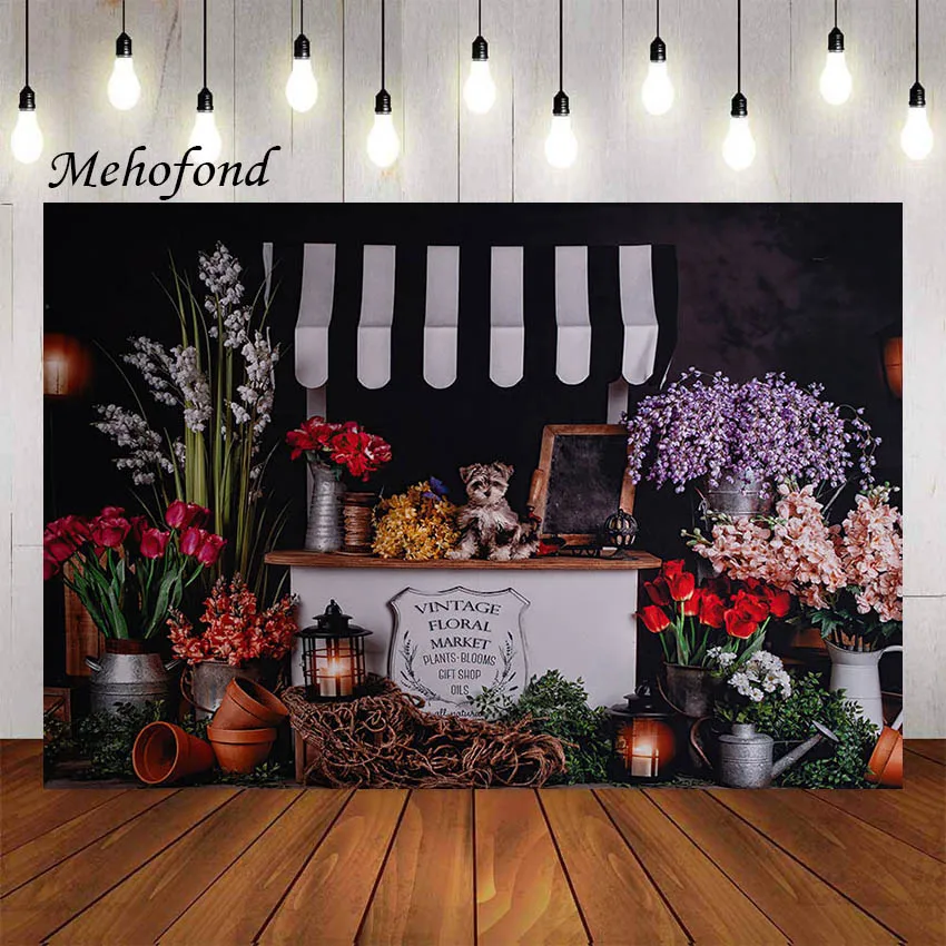 

Фон для фотосъемки Mehofond винтажный цветочный рынок детский душ для девочек портрет на день рождения фотостудия реквизит