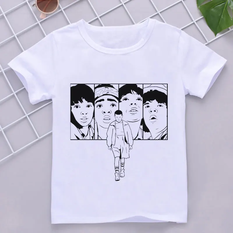 Kids Shirts Novelty Baby Girl Clothes Stranger Things English Phrase Kawaii Cool Boys T Harajuku Round Neck Funny Cartoon | Детская