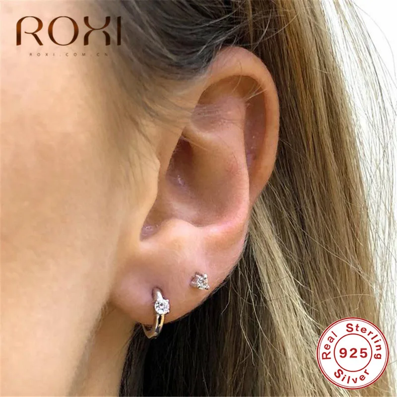 Женские классические серьги из серебра 925 пробы с четырьмя креплениями |