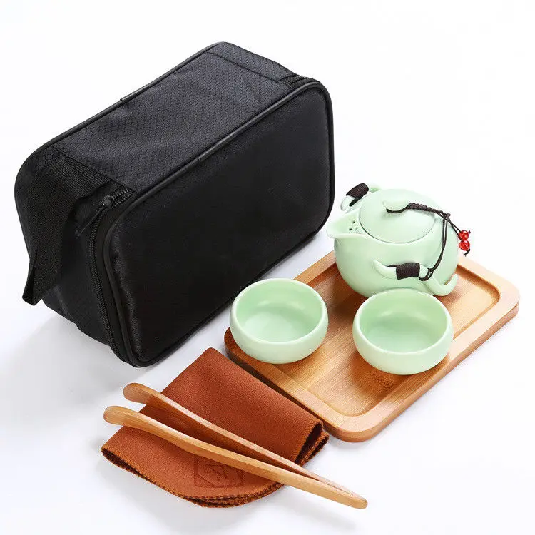 Портативный дорожный чайник кунг фу поднос набор керамических чайных чашек