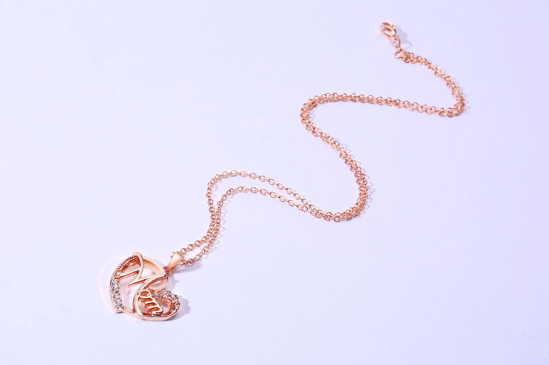 

QWC LB96 stainless steel necklace hot sell popular man woman 23.50mm rose color single chain lover gift women Korea style