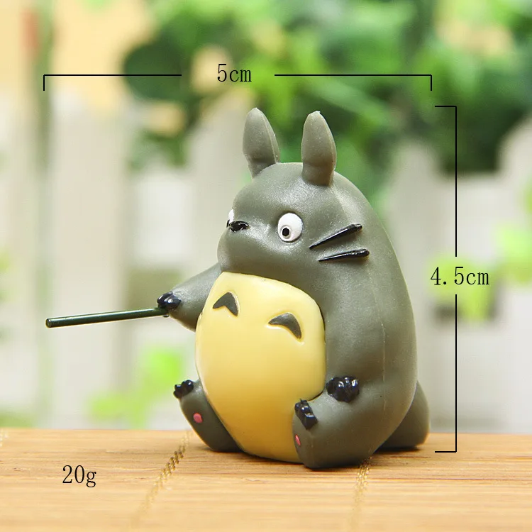 Ghibli Anime Totoro Fishing Rod Figure Figurines Desk Ornament Miyazaki Hayao Model Fairy Garden Moss Miniature Toys Decoration