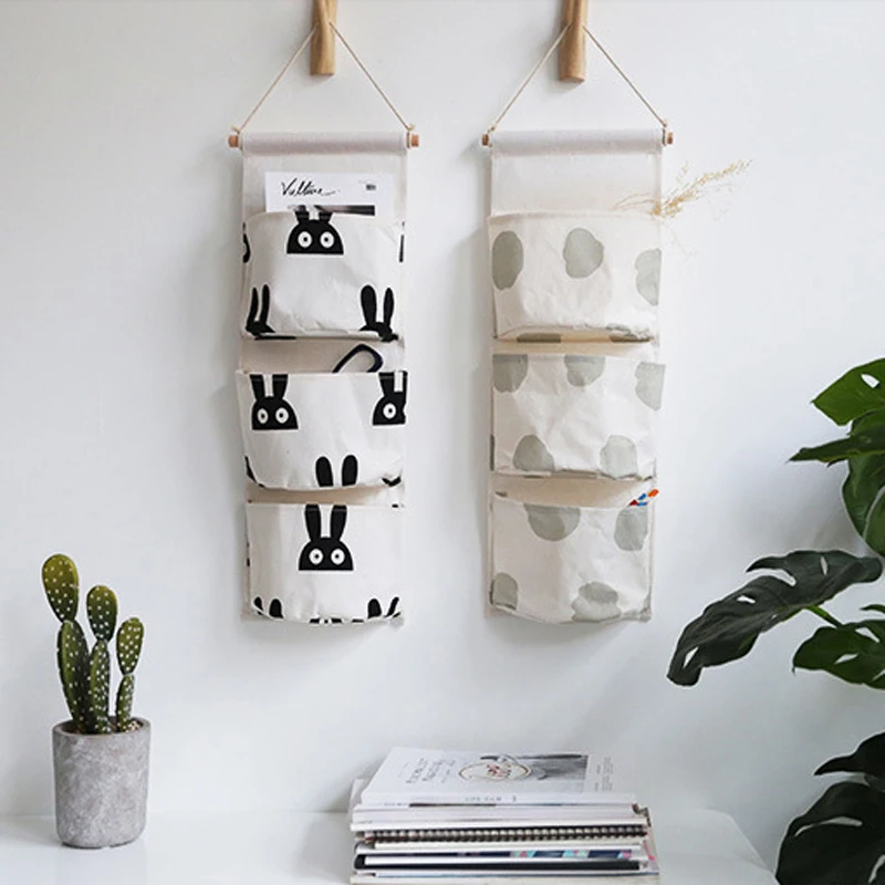 Nordic Style Wall Hanging Organizer Bag Storage of Things 3 Pocket on The Makeup Holder Cosmetic Sundries Pouch Closet Container | Дом и сад