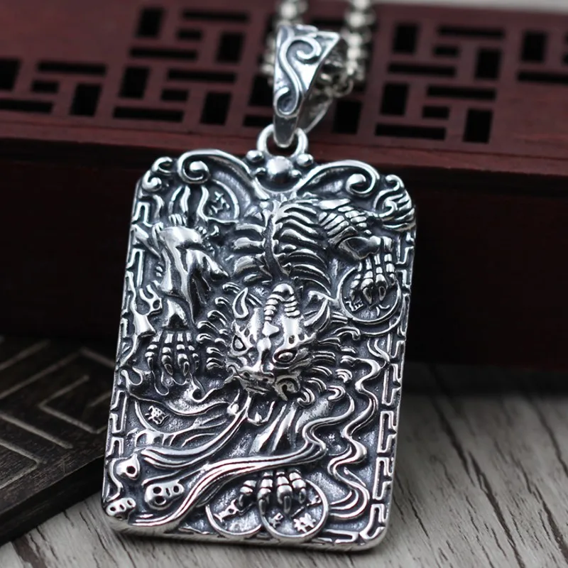 Серебряный Амулет S925 пробы кулон с рисунком на удачу деньги храбрости ручная