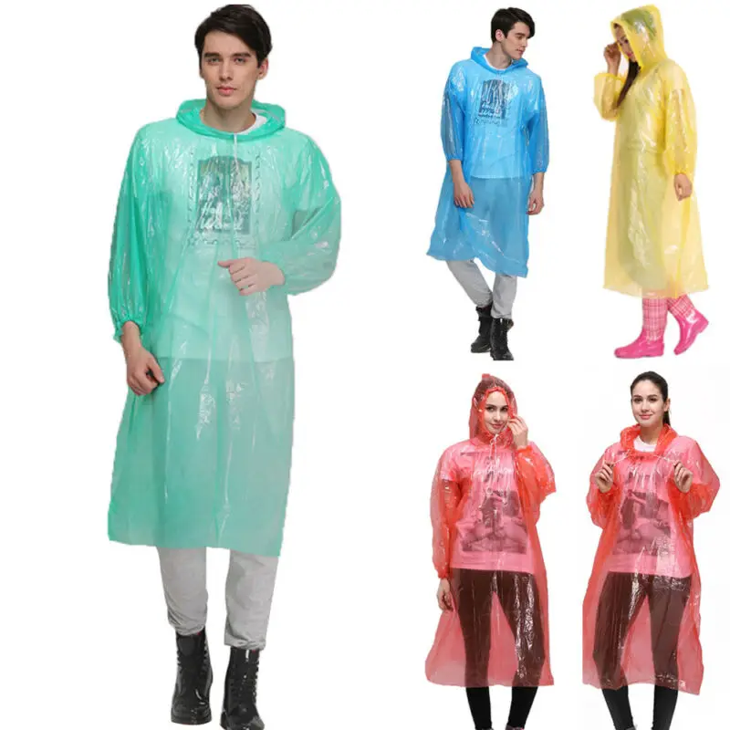 Дождевик для взрослых прозрачный водонепроницаемый пластиковый одноразовый