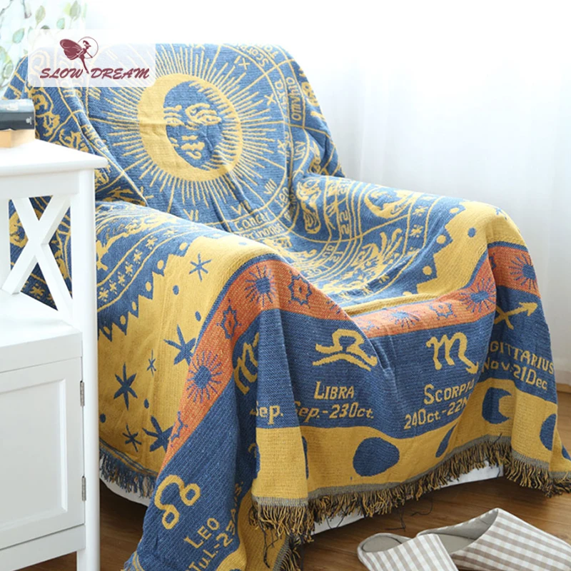

Slowdream 100% Cotton Fabric Bohemian Style Knitted Blanket For Bedding Cover Sofa Cover Decor Home Textiles Adult Bedspread