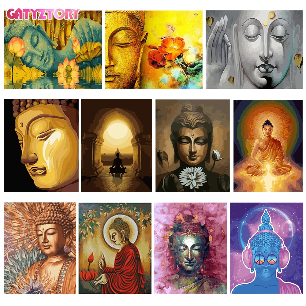 

GATYZTORY Buddha pictures Diy Painting by numbers Figure Canvas By Numbers custom Oil Paint By Numbers For Home Decors Gift