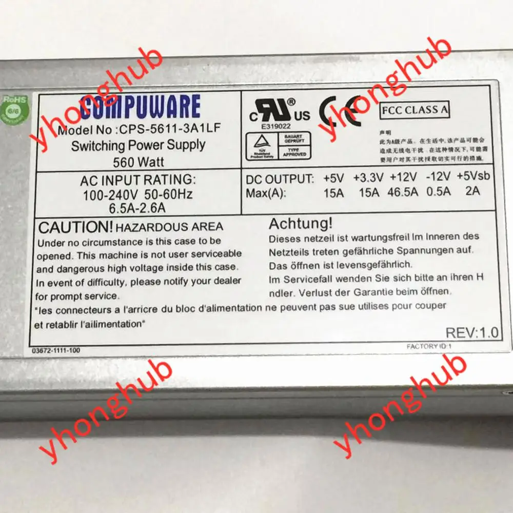 CPS 5611 3A1LF блок питания для сервера 560 Вт 1U 100 240 В 6 5 a 50 60 Гц|server power supply|1u power1u supply |