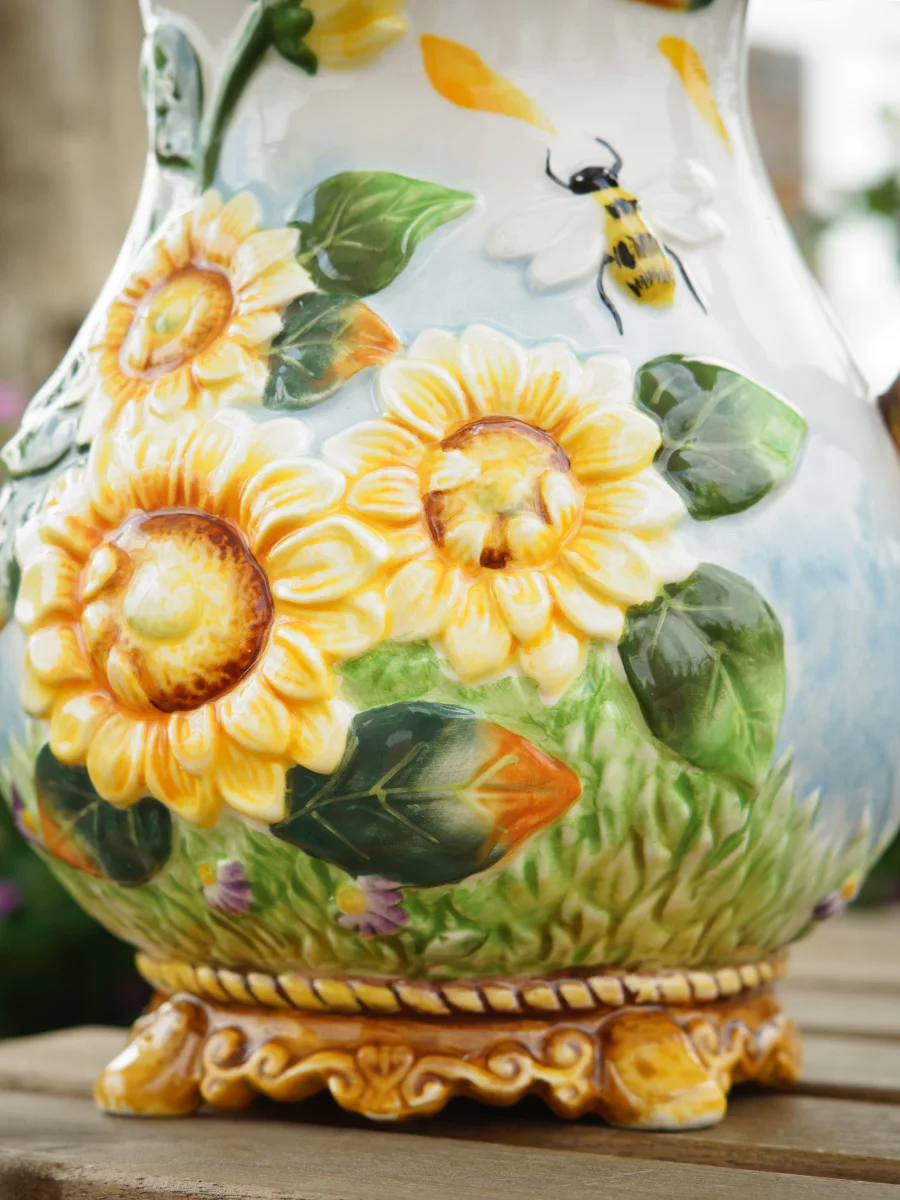 

Home furnishing articles flower vases, ceramic POTS artical with handle flower, flower vase sunflower flower pot bottles