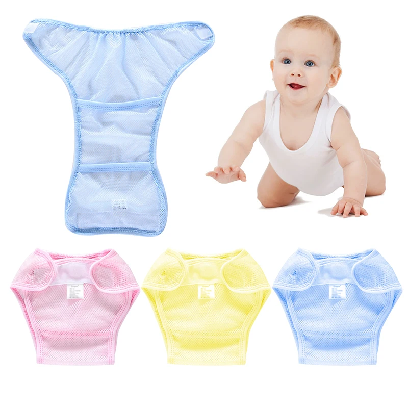 

1pc Multi-function Unisex Reusable Diaper And Breathable Baby Diaper Nappy Net Grid Diaper Pants Comfortable Covers Leak-proof
