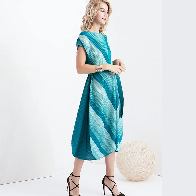 Changpleat 2019 новые женские платья с принтом Miyake плиссированные модные дизайнерские