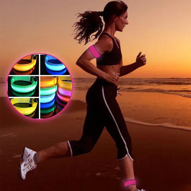 Светящиеся браслеты светодиодные ходовые огни спортивные регулируемые для