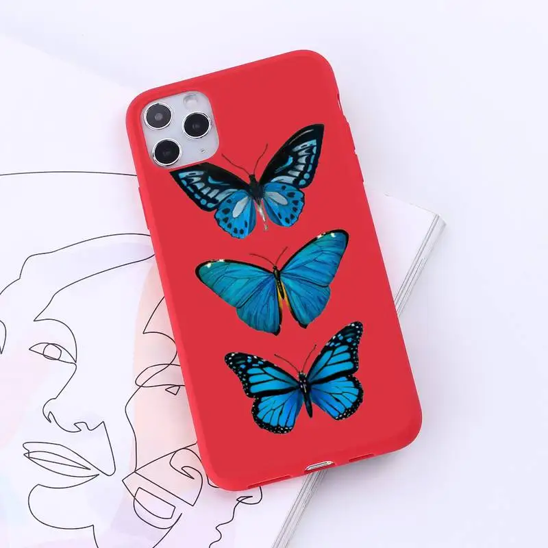 

Butterfly aesthetic art Phone Case Candy Color for iPhone 6 7 8 11 12 s mini pro X XS XR MAX Plus